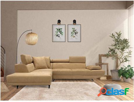 Sofá VENTE UNIQUE Romain (Beige - Tela - 90 x 290 x 222 cm)