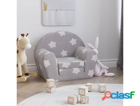 Sofá VIDAXL Pelúcia (Gris - Felpa - 57 x 91 x 45 cm)