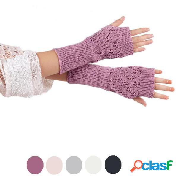Solid long woolen knitting arm warmer for women winter
