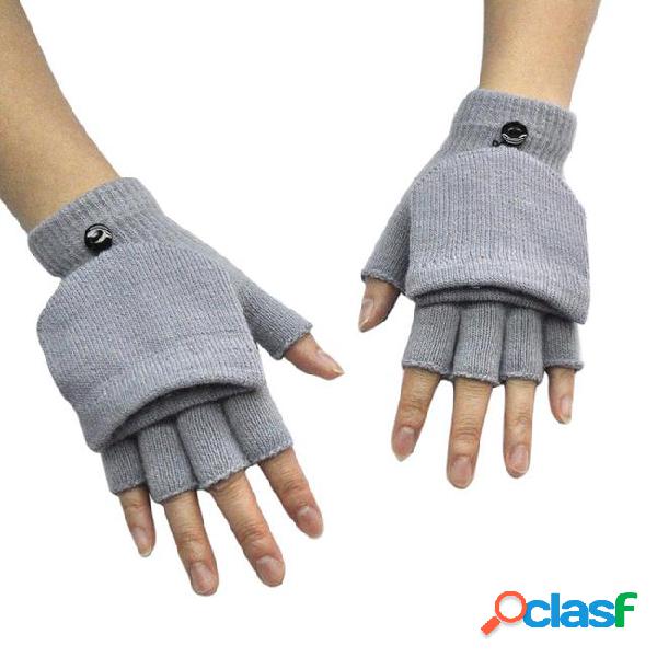 Solid touch screen gloves women men warm winter stretch knit