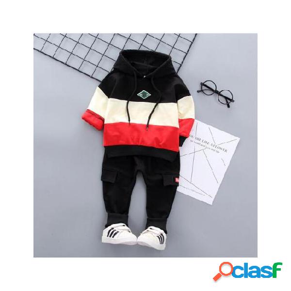 Spring infant clothing kids sports splice hoodie t shirt