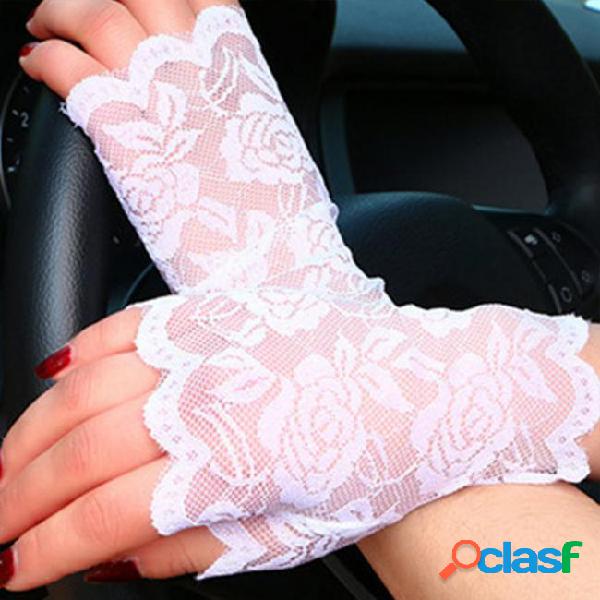 Spring summer women lace mesh driving fishnet gloves lady