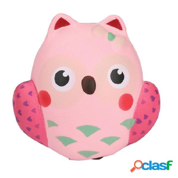 Squishy pink owl 11cm slow rising toy relieve stress cake