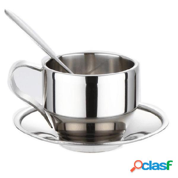 Stainless steel coffee cup and saucer coffee mugs set tea