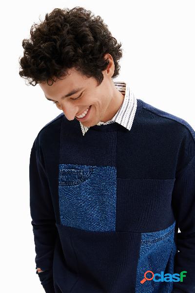 Sudadera patch denim - BLUE - M