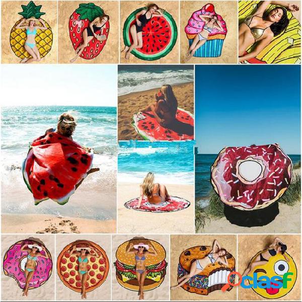 Summer emoji fruits beach towel 18 styles pizza hamburger