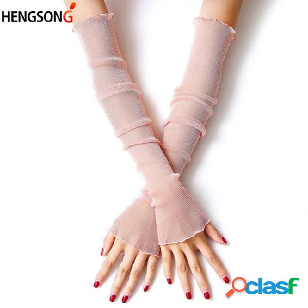 Summer new thin mesh resistant thin sleeved girls gloves