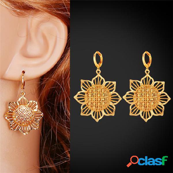 Sunflower 18k gold plated drop earrings for women hot sale