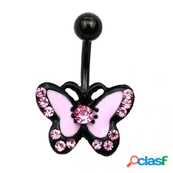 Surgical stainless belly piercing stud butterfly style