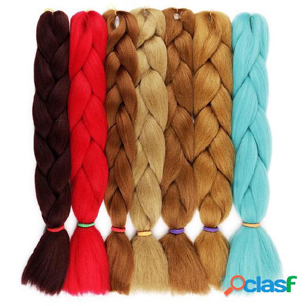 Synthetic braiding crochet hair extensions solid color