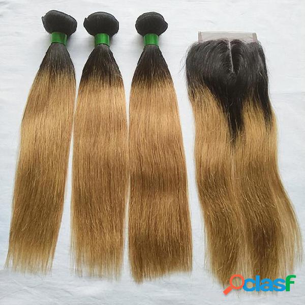 T 1b 27 ombre colored hair bundles with closure brazilian