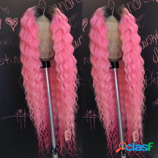 T1b pink ombre deep wave full lace human hair wigs for black