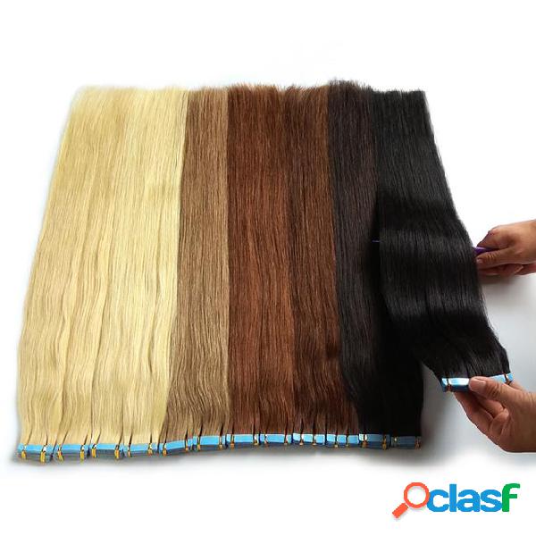 Tape in human hair extensions 100% remy unprocessed can be