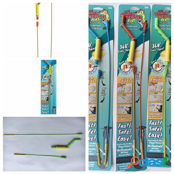 The drain weasel plus hair clog tool handle disposable wands
