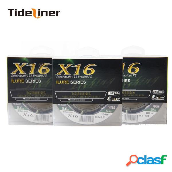 Tideliner pe fishing line 16 strands super strong braided
