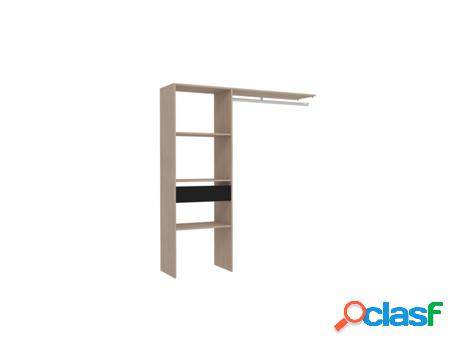 Tocador de Madera con 3 Estantes, 1 Cajón y Un Guardarropa: