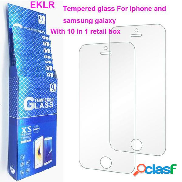 Top 10 in 1 retail box package 9h tempered glass film for