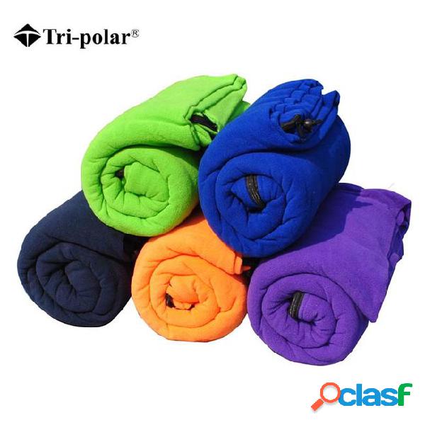 Tri - polar ultralight fleece sleeping bag portable outdoor