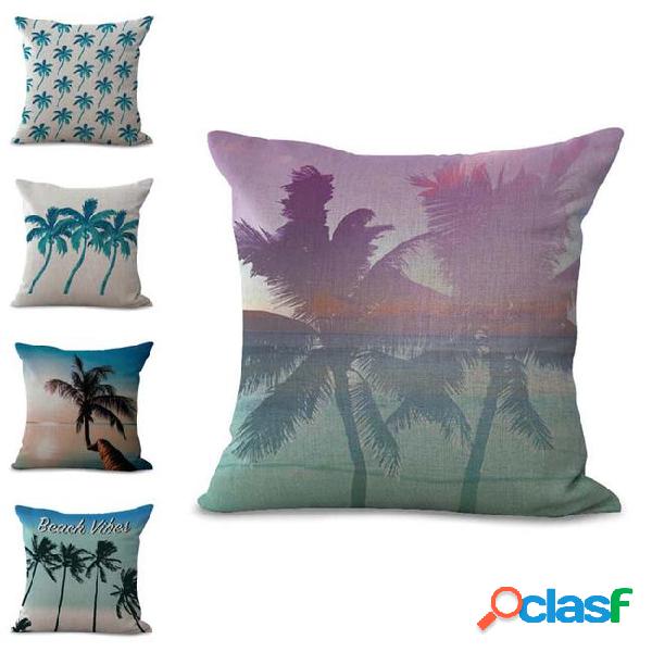 Tropical plant palm tree pillow case cushion cover linen
