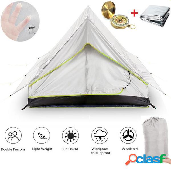 Ultra-light portable 2 person double door mesh tent shelter