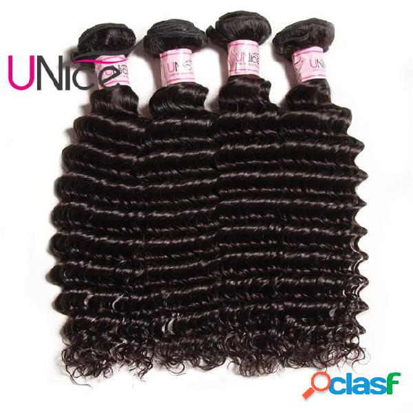 Unice hair indian deep wave 4 bundles remy brazilian hair