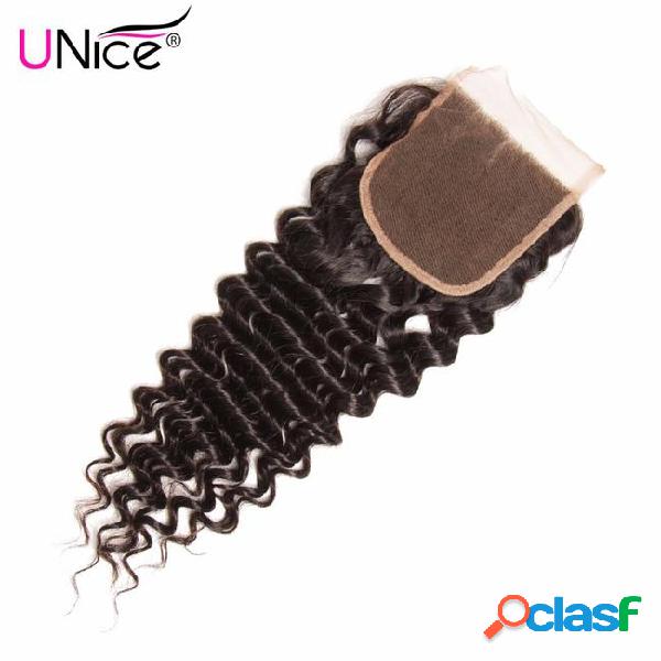Unice hair indian deep wave lace closure 10-20 inch free