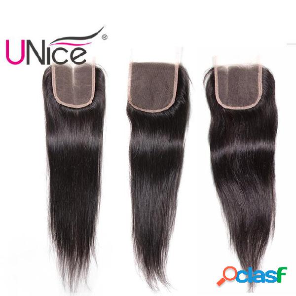 Unice hair peruvian straight free part closure virgin