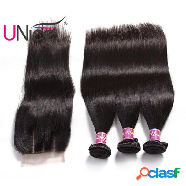 Unice hair raw virgin indian straight hair bundles with