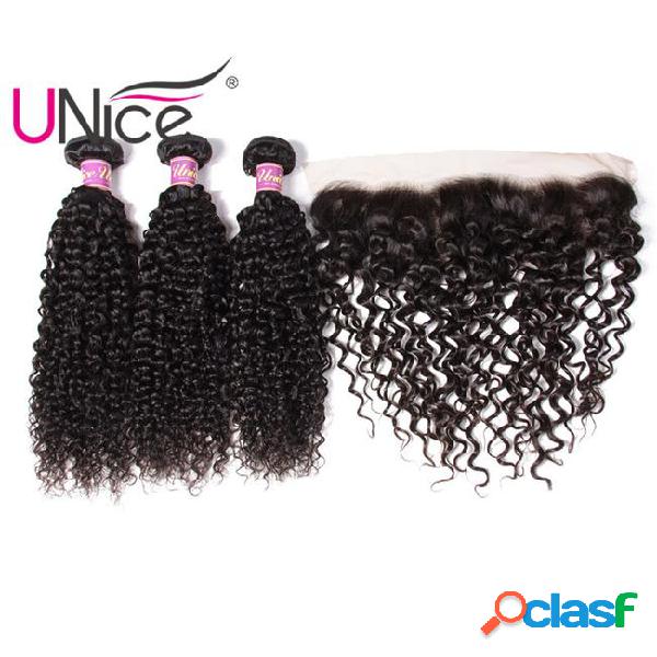 Unice hair virgin 4 bundles with frontal brazilian curly