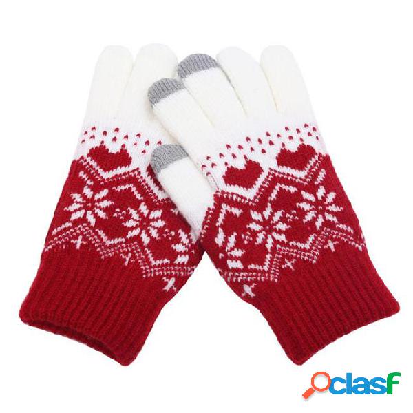 Unisex knitted gloves touch screen gloves women outdoor