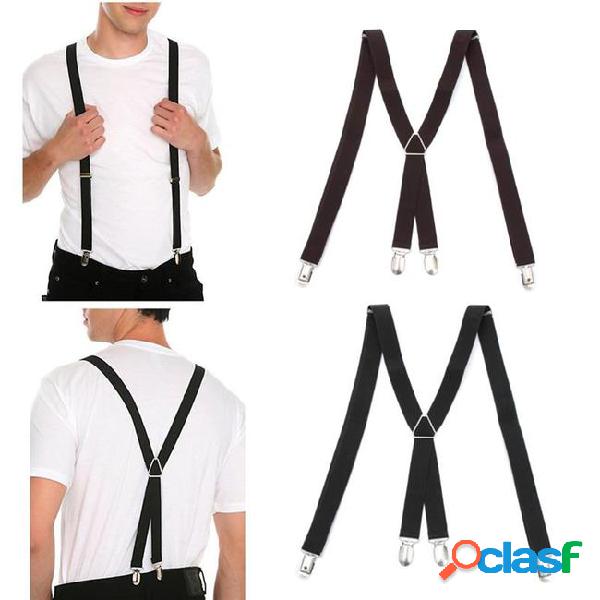 Unisex men women x-back clip suspenders adjustable elastic