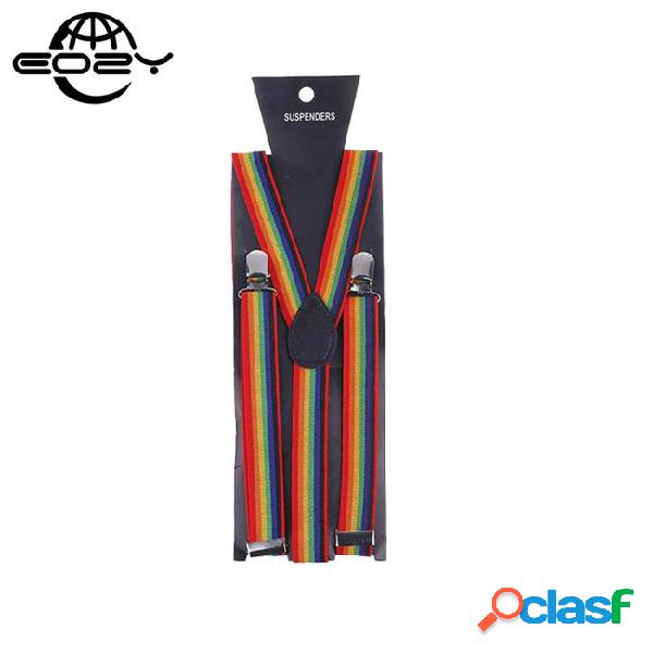 Unisex rainbow bulk 10pcs/lot braces suspenders y shape back