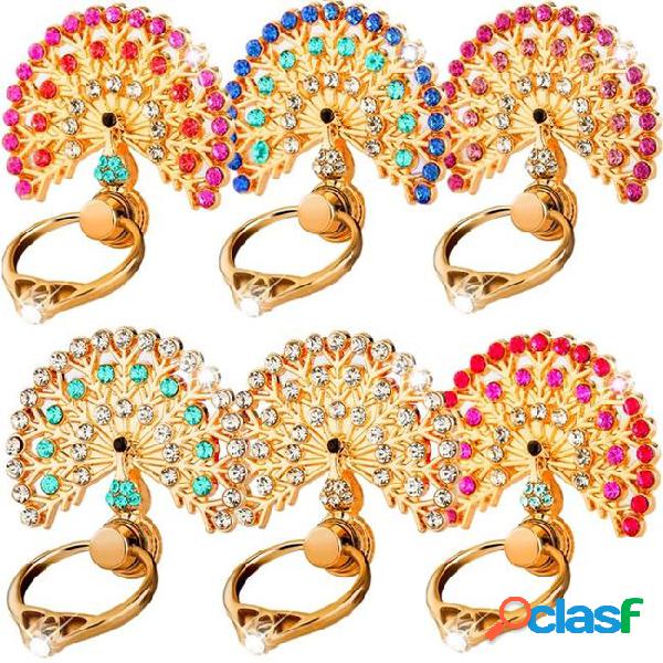 Universal 360 degree finger ring holder peacock diamond