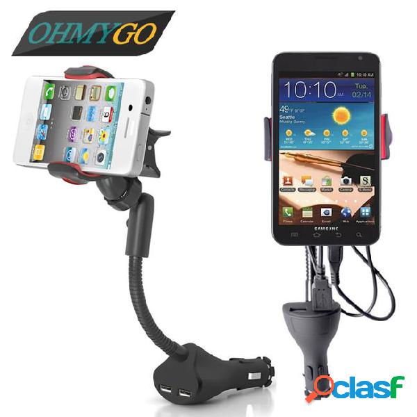 Universal car phone dual usb charger holder for iphone
