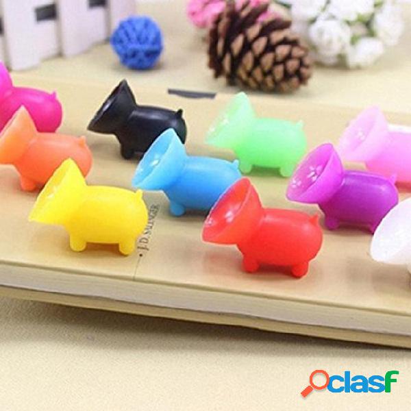 Universal cute pig shape colored silicon phone holder cell