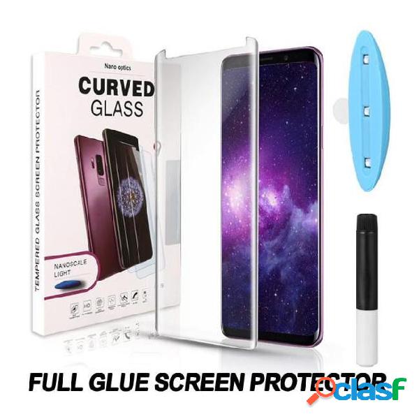 Uv ultraviolet light 3d curved full glue tempered glass for