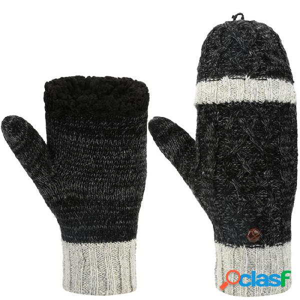 Vbiger warm winter gloves thick wool gloves versatile half