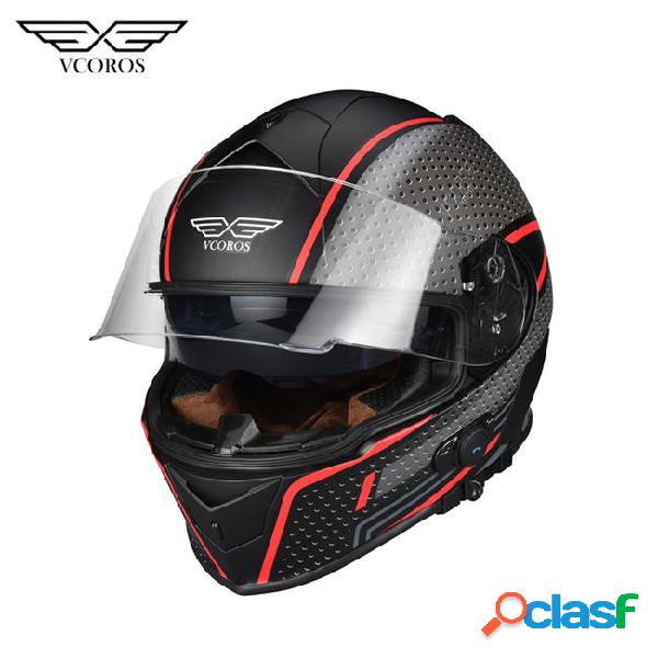 Vcoros bluetooth full face motocycle helmet with double lens