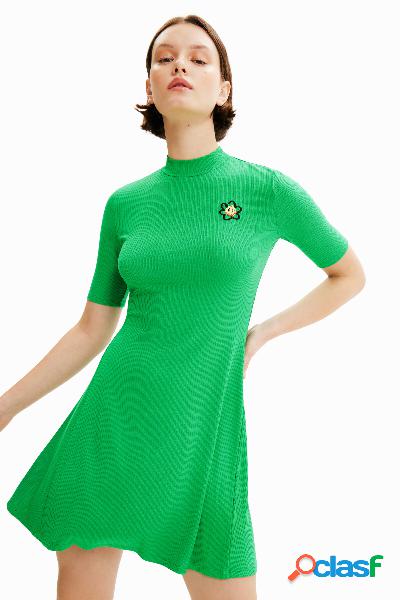 Vestido corto skater flor - GREEN - XL