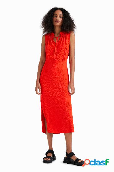 Vestido midi textura - ORANGE - XS