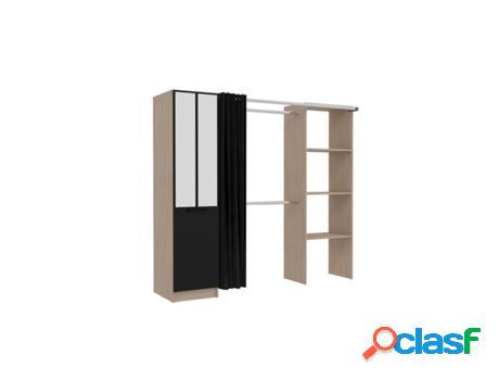 Vestidor Industrial de Madera con Cortina Negra y 2