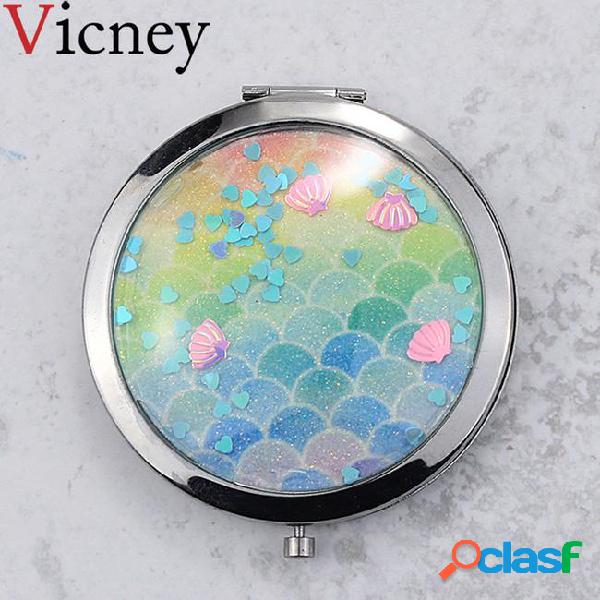 Vicney new arrival double-sided mirror women foldable makeup