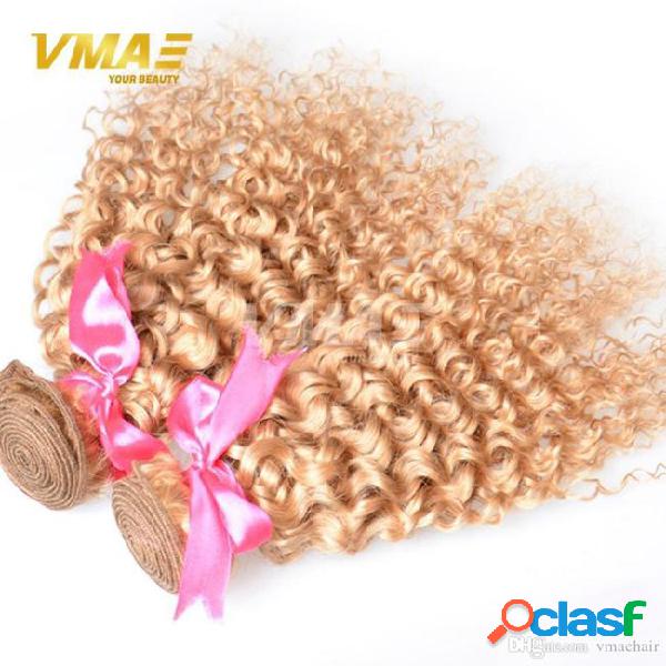 Vmae brazilian blonde curly hair extensions honey blonde