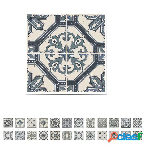 WALPLUS Vinilo de pared Azulejo 24 láminas azul vintage