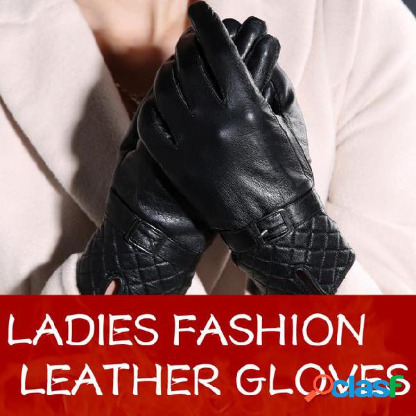 Warm winter women sheepskin leather gloves for women ladies