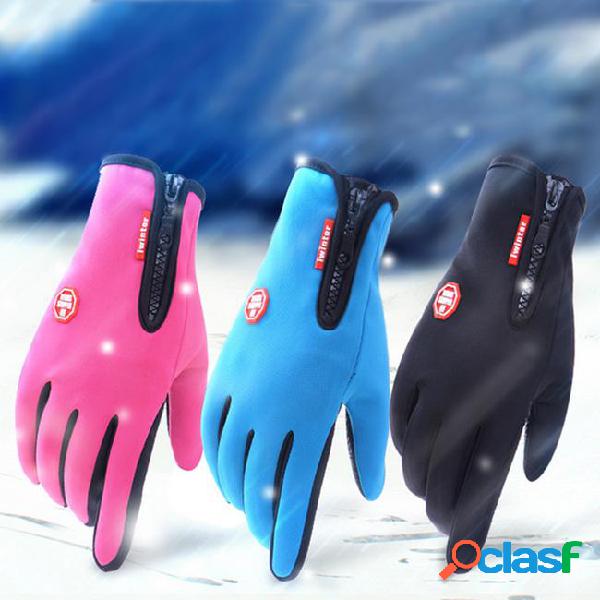 Waterproof winter cycling gloves thermal warm fleece