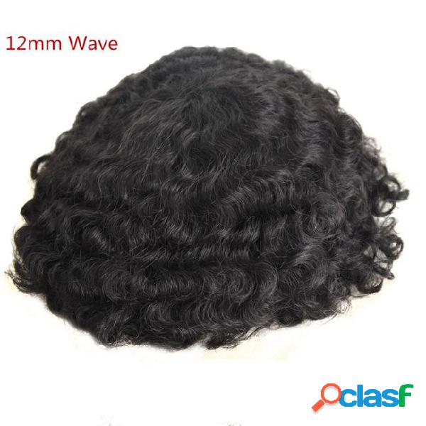 Wave toupee for men full lace curly human hair toupee