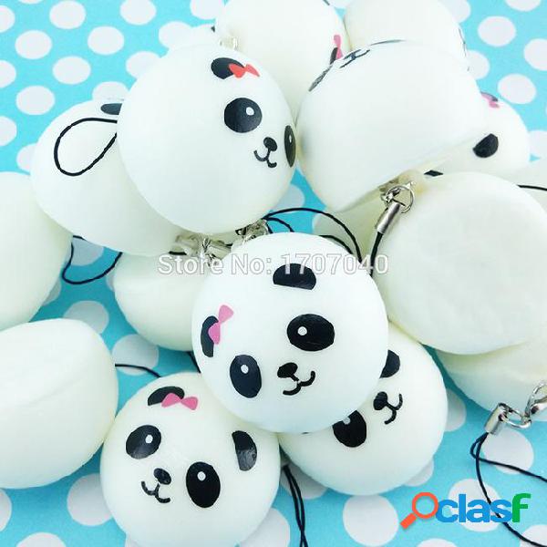 Wholesale-1pcs 4cm mini panda squishy charms kawaii buns