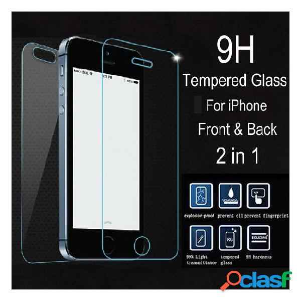 Wholesale-2 pcs/lot front + back tempered glass for iphone