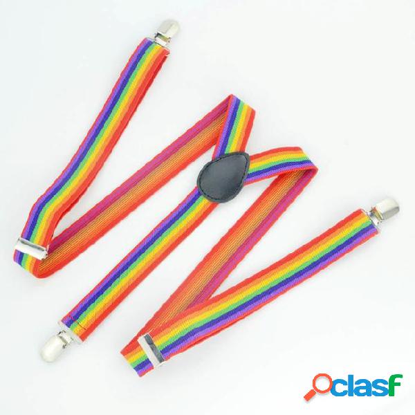 Wholesale- 2015 new fashion adult suspenders rainbow stripe
